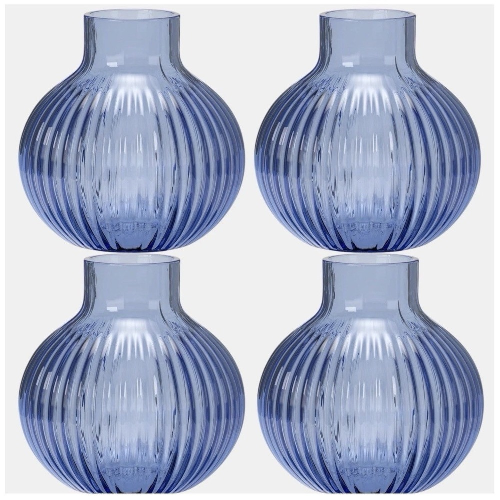 4‑Pack Round Glass Vase – Blue – Room Essentials – 4.5" Tall × 4.5" Wide